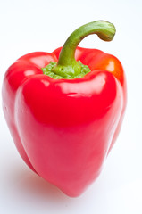 Macro shot of colorful bell peppers isolated on white