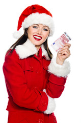 Frau mit Weihnachtsgeld