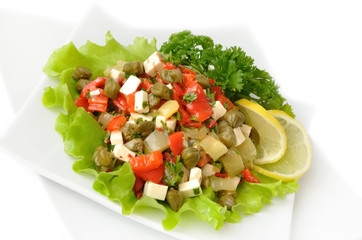 Salad with peppers and capers
