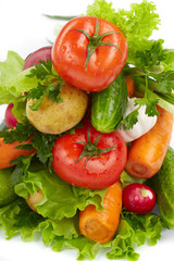 fresh vegetables on the white background