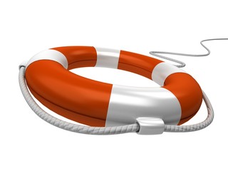 Isolated 3d life buoy with rope
