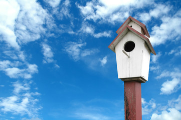 birdhouse and blue sky