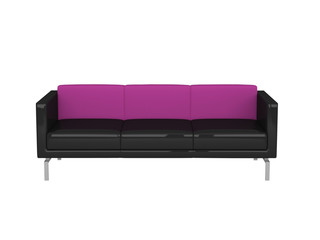 Black and pink sofa isolated