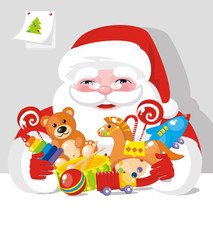 Santa Claus with gifts, toys