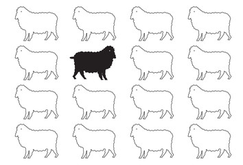 White and black sheep background illustration