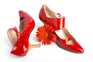 New red shoes and flower