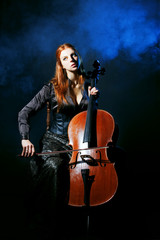 Fototapeta na wymiar cello musician, Mystical music