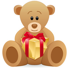 Teddybär mit Geschenkbox