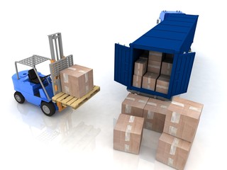 Loading of boxes is isolated in a container