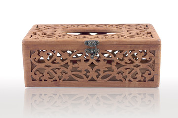 Teak tissue box