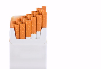 Pack of cigarettes isolated on white.