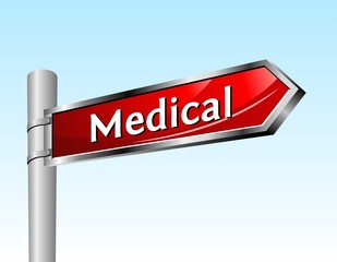 Arrow road sign. Medical