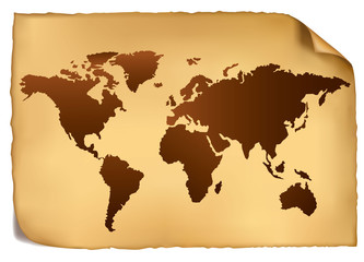 World map in vintage pattern. Vector.