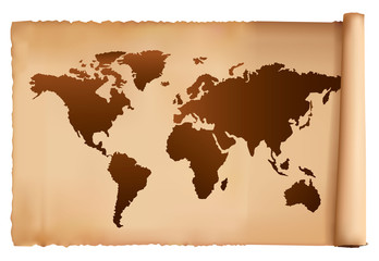 World map in vintage pattern. Vector.