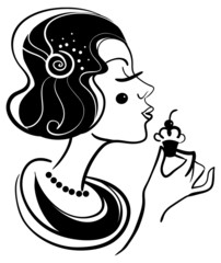 Beautiful woman with cake