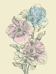 Papier Peint photo Fleurs abstraites Fond floral avec des coquelicots