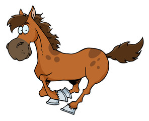 Fototapeta na wymiar Cartoon Horse Running