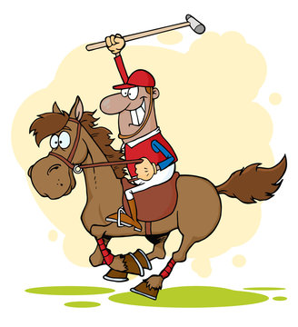 African American Polo Player Vector Illustration