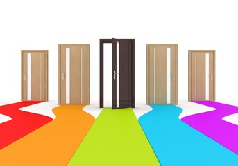 colored ways to the door