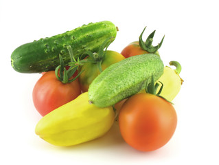 Cucumbers, tomatoes and peppers