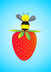 Strawberry and bee