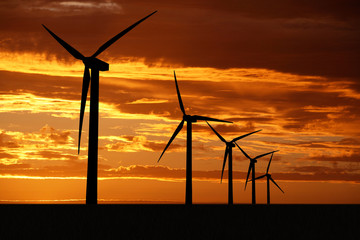 turbine eoliche al tramonto