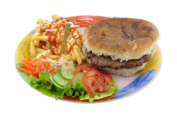 Hamburger on plate