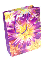 sac shopping violet et jaune