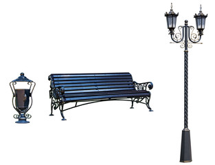 Torch, pew and urn for parka, manors.