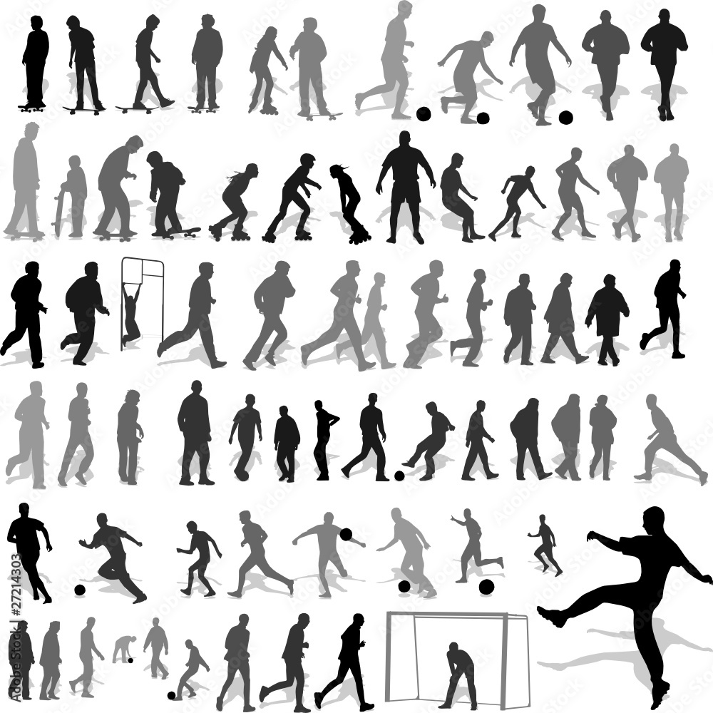 Wall mural people recreation silhouettes vector