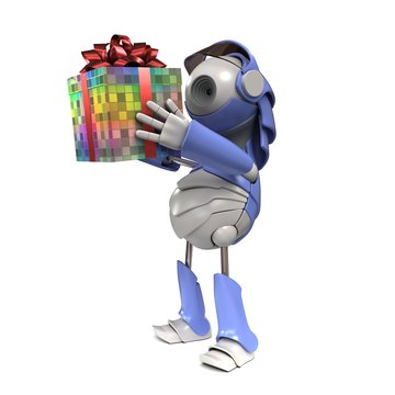Robot makes the present