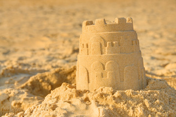 Detailed photograph of a sandcastle