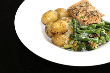 Honey Roast Salmon with New Potatoes