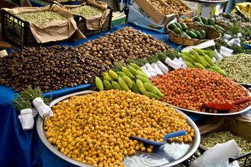 Fresh Organic Different Types Of Hawthorns At A Street Market In