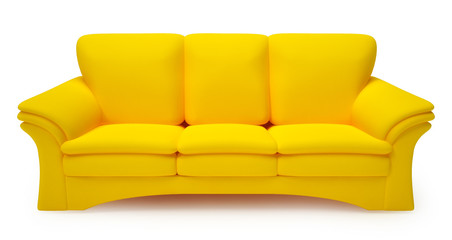 Naklejka premium Yellow sofa isolated on white background