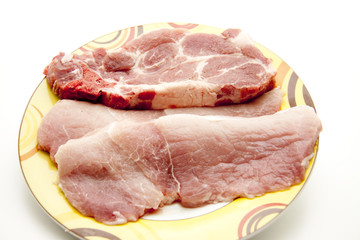 Kotelett und Schnitzel roh