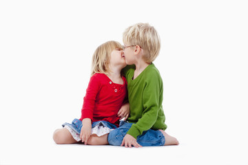 brother and sister kissing