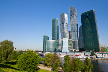 Fototapeta na wymiar Modern business skyscrapers in Moscow city