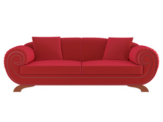 Classic red sofa isolated