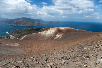 Cloudy coast of Lipari Island, Vulcano, Sicily, Italy