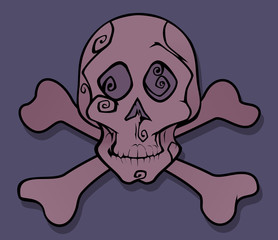 pink skull with bones graphic art