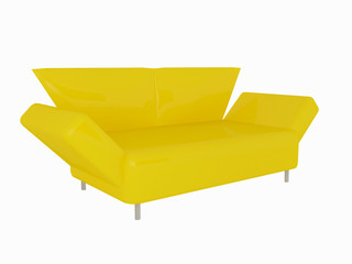 Modern yellow sofa isolated on white