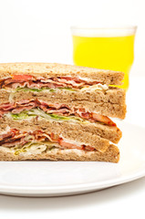 Bacon sandwich and juice