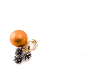 Christmas glass ball with pine cones