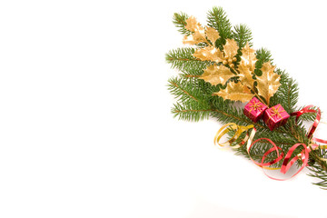 christmas decoration with golden holly