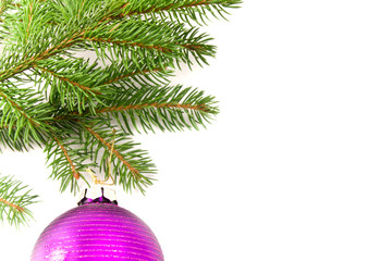 Fototapeta na wymiar Christmas glass ball hanging on the tree