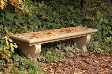 banc en automne