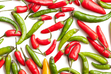 red and green hot peppers