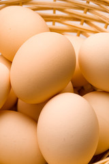 Brown eggs in the basket