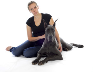 woman and great dane